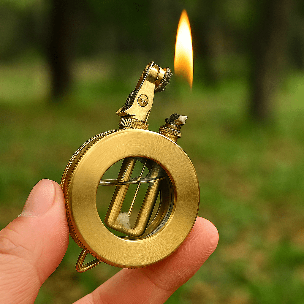 Aurora Lighter With Vintage Metal Finish Classic Windproof Design And Retro Charm