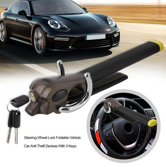 Foldable Lock For Steering Wheel With Alarm For Enhanced Car Security