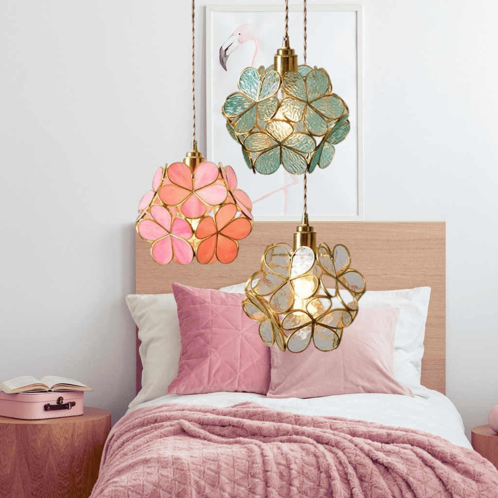Liora Glass Pendellampe med Nordisk Blomstermotiv