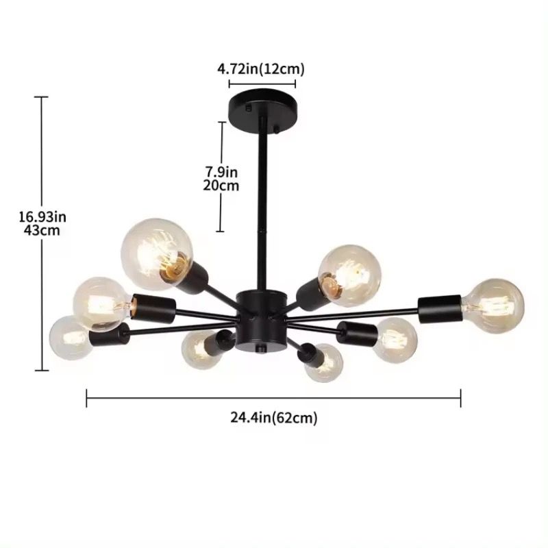 Candeeiro de Teto Aster Orbit em Vidro e Ferro com Oito LEDs Reguláveis