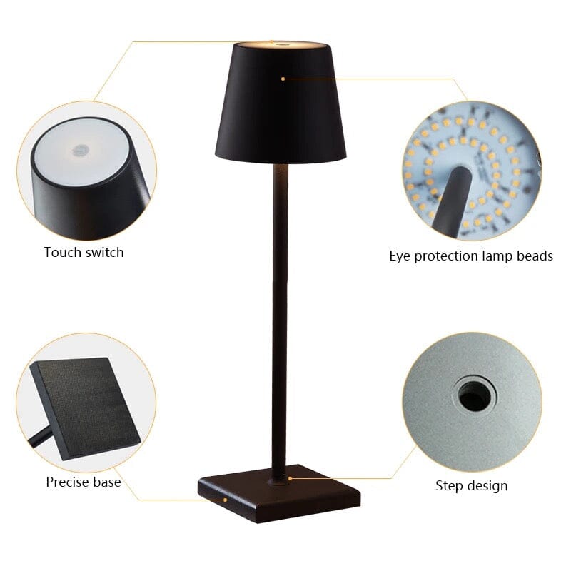 Lampada da Tavolo LED Ricaricabile Senza Fili e Dimmerabile HaloLux