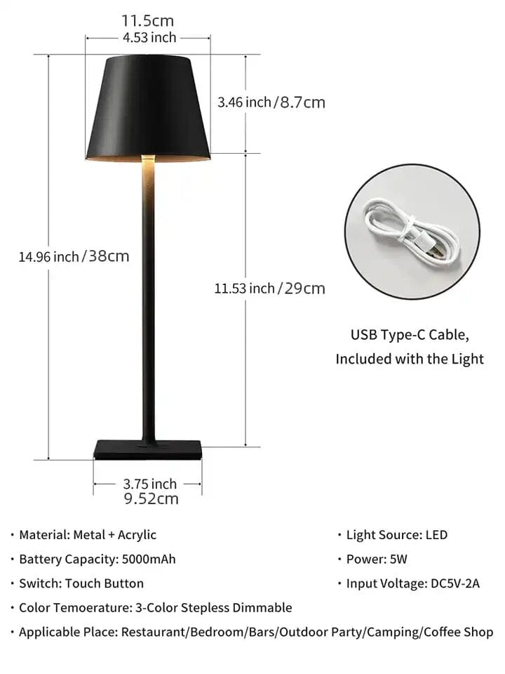 Lampada da Tavolo LED Ricaricabile Senza Fili e Dimmerabile HaloLux