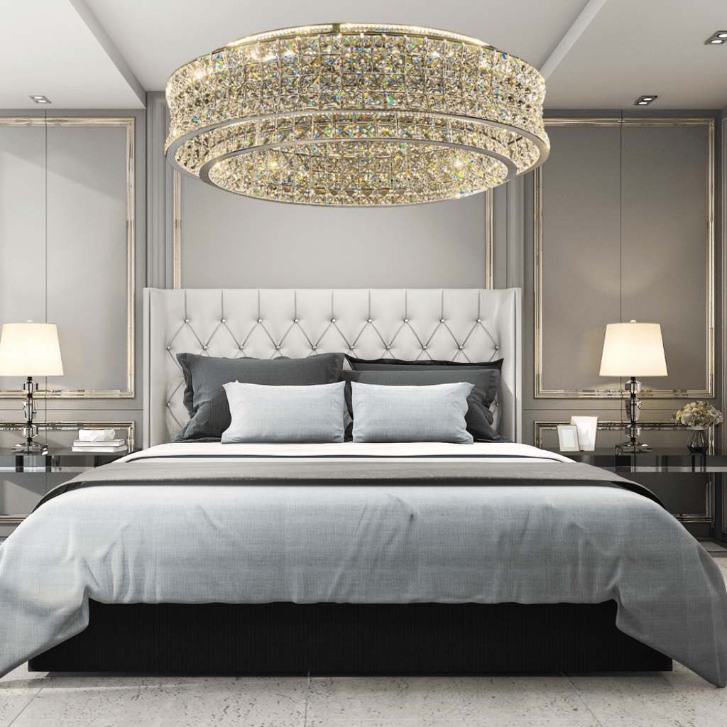 Aurora Luxe Crystal Round Chandeliers In Stainless Steel Finish