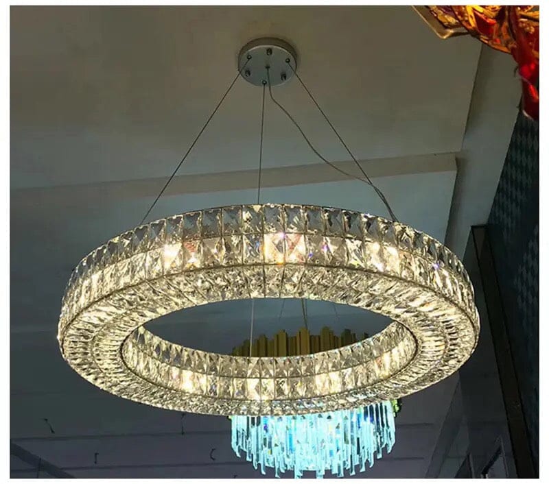 AstraLux Chrome Ring Chandelier Elegant Ceiling Light