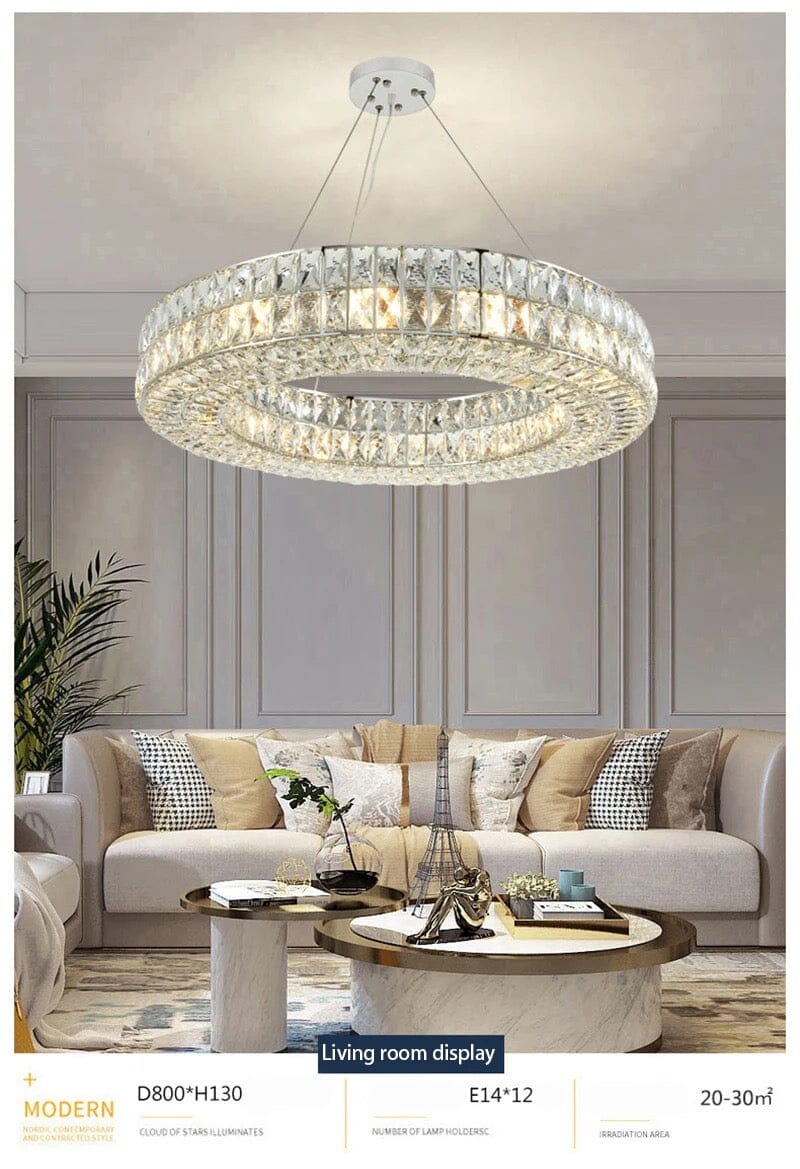 AstraLux Chrome Ring Chandelier Elegant Ceiling Light