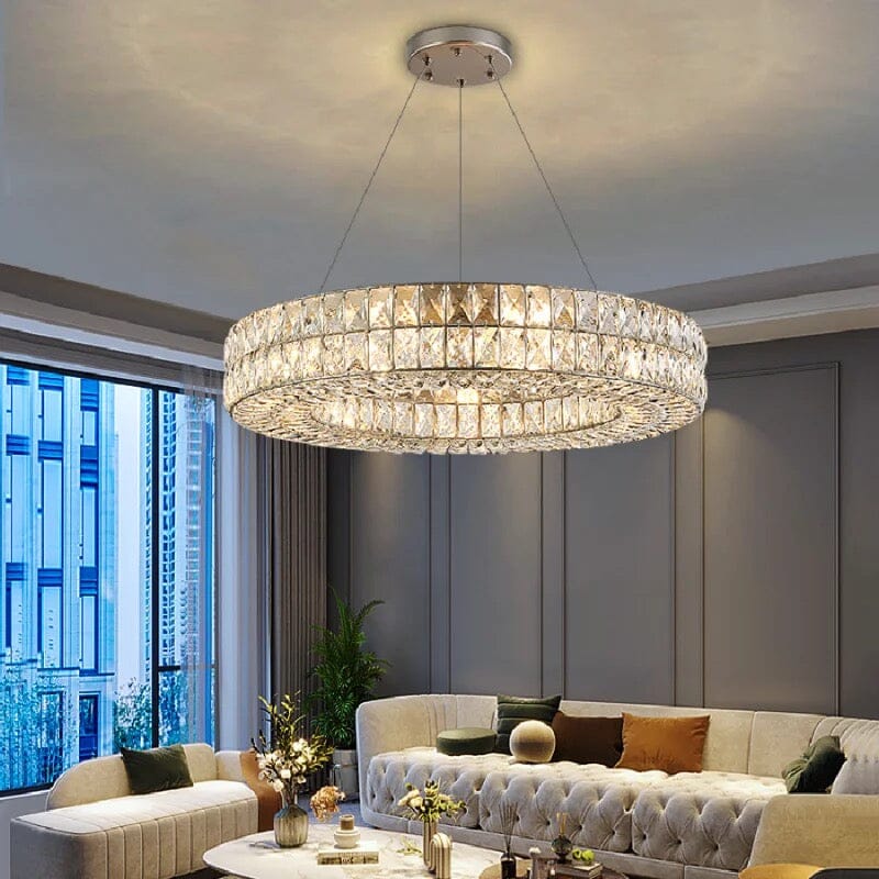 AstraLux Chrome Ring Chandelier Elegant Ceiling Light