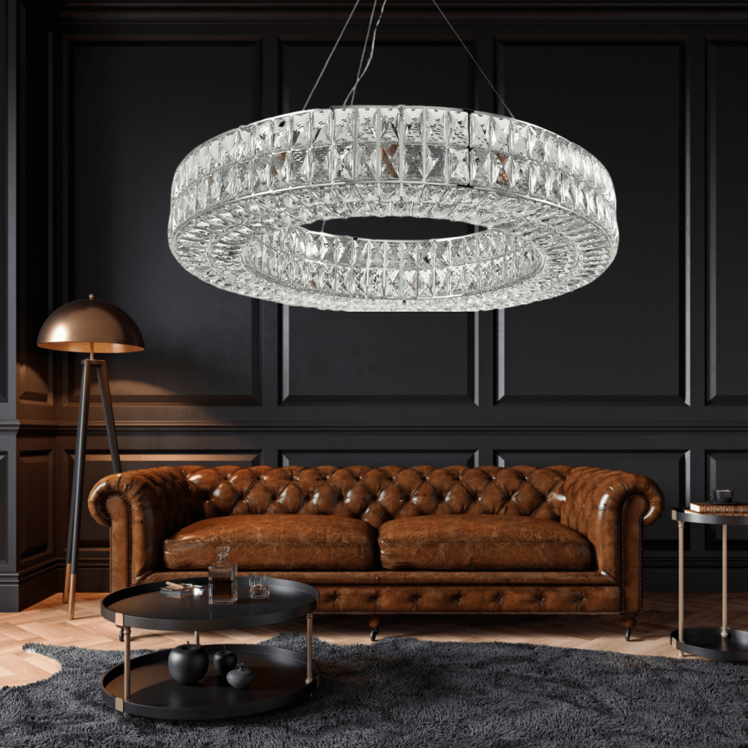 AstraLux Chrome Ring Chandelier Elegant Ceiling Light
