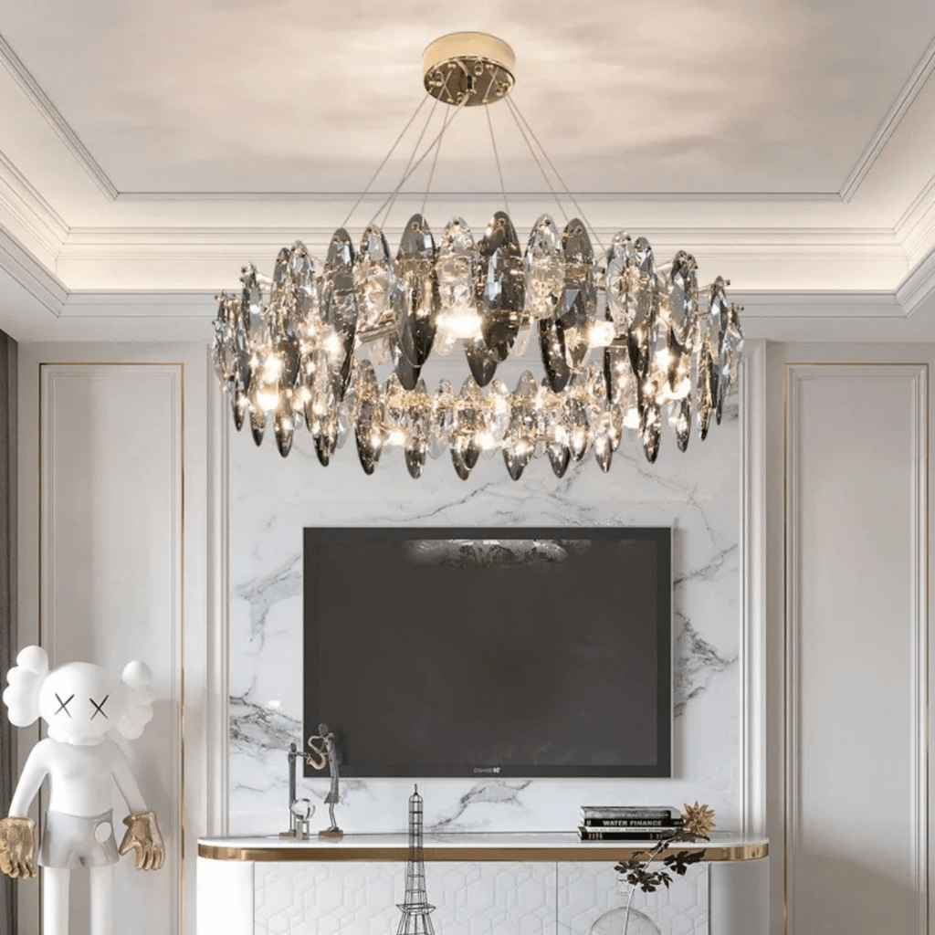 Lampadario a Foglia di Cristallo Nordico Aurelia dalla Collezione Lumen