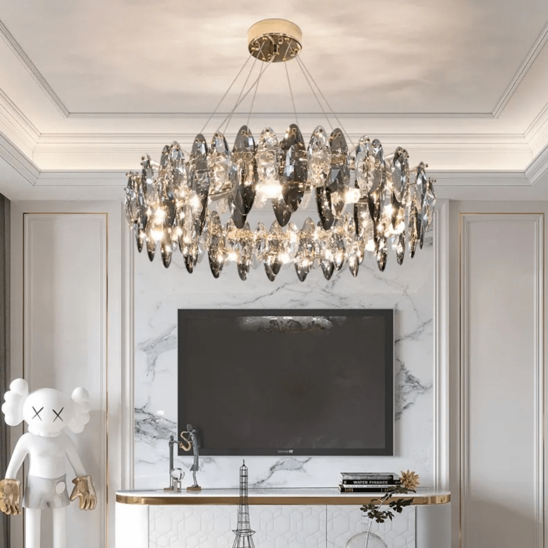 Lampadario a Foglia di Cristallo Nordico Aurelia dalla Collezione Lumen