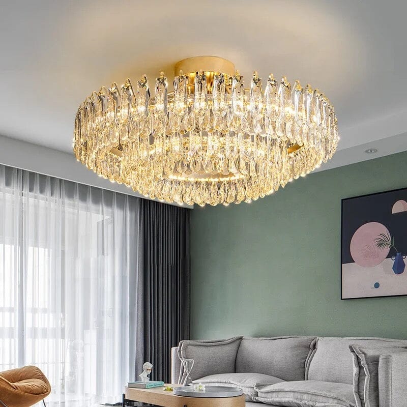 LumaAura krystalltaklampe med gull- eller kromfinish for moderne rom