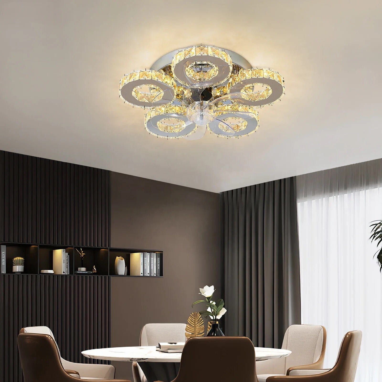Luma Crystal Ceiling Fan With Five Ring LED Lights