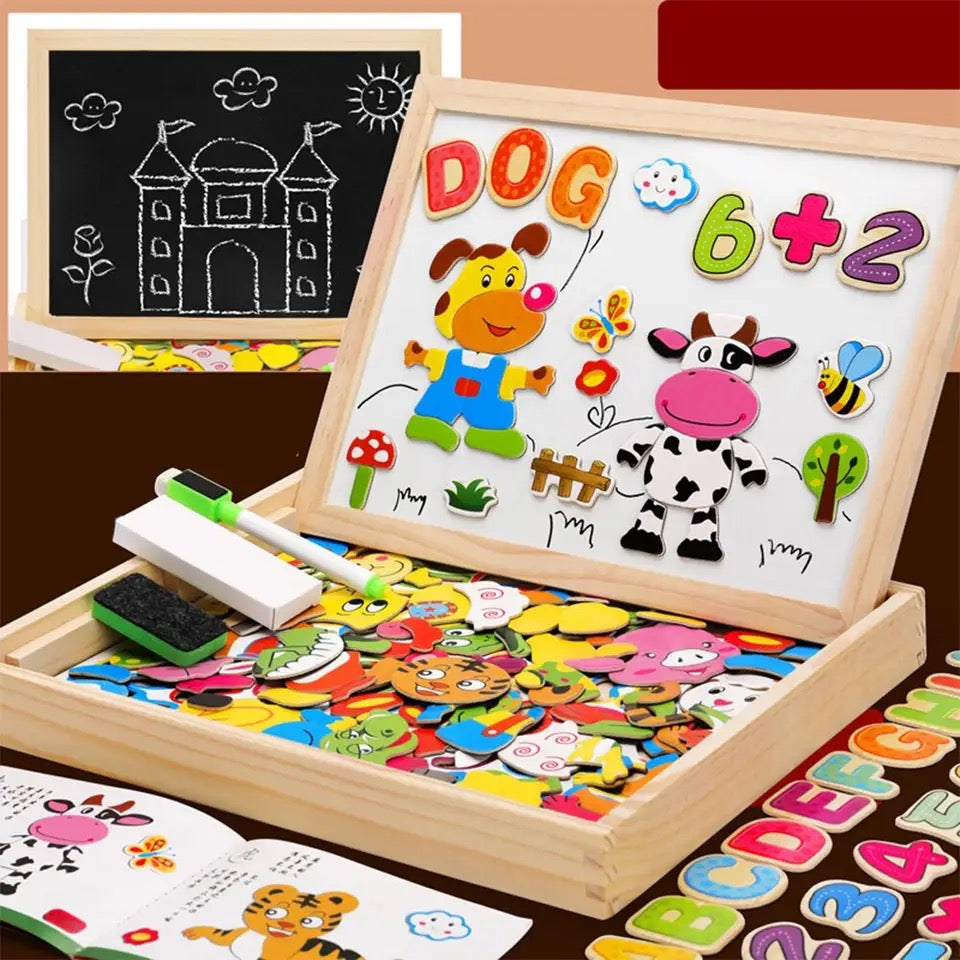 Pizarra magnética de doble uso Montessori para niños, pizarra blanca o pizarra de tiza