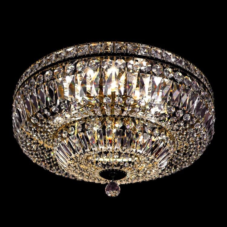 Lampadario Astra Lumen in Ottone e Cristallo per Illuminazione Elegante