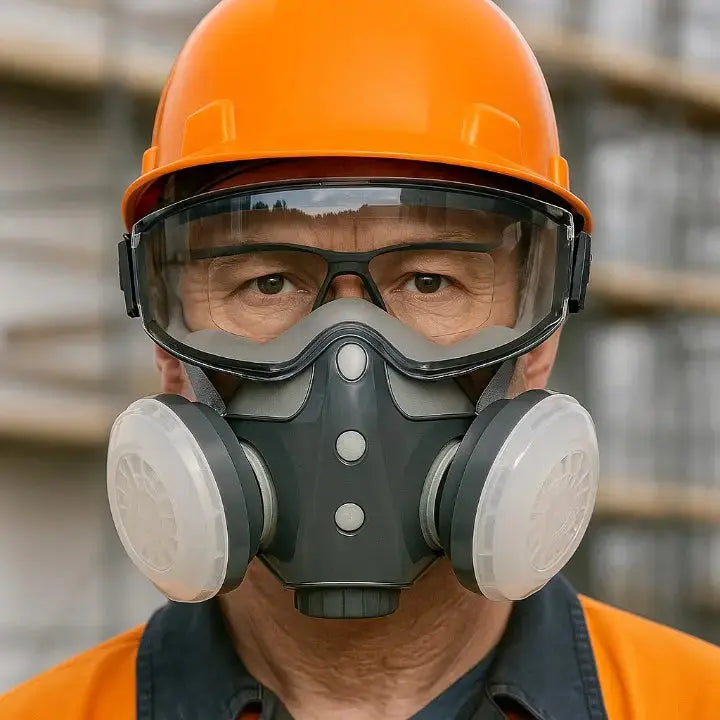 Maschera respiratoria integrata con occhiali incorporati per polvere da falegnameria e pittura