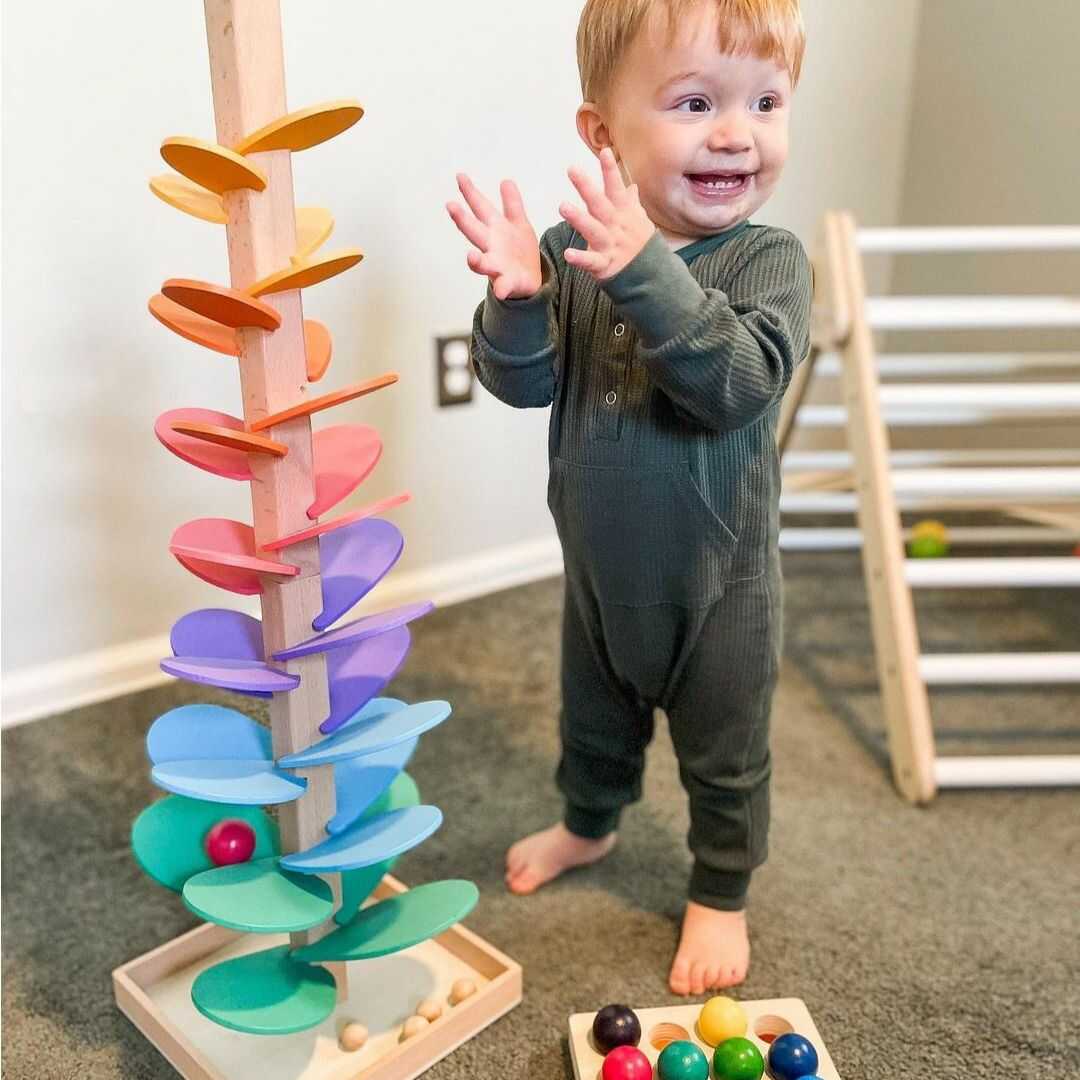 Torre de Sonidos de Madera Arcoíris para Aprendizaje Temprano y Juego Sensorial