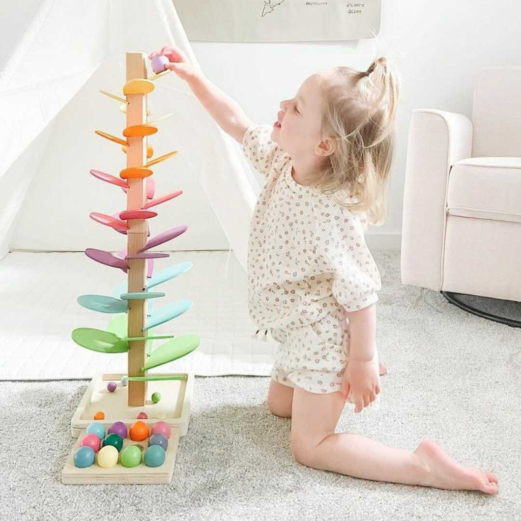 Torre de Sonidos de Madera Arcoíris para Aprendizaje Temprano y Juego Sensorial