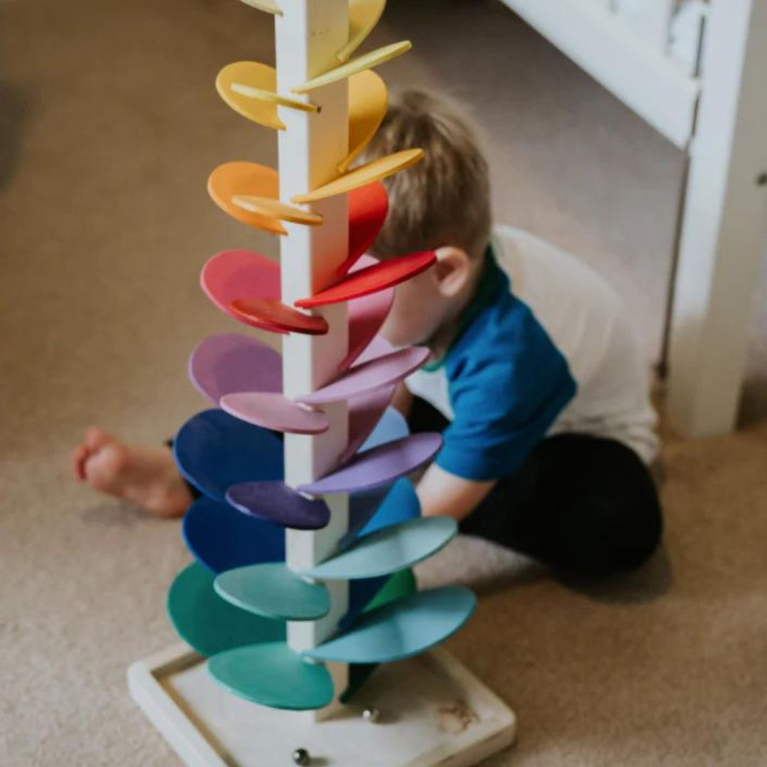 Torre de Sonidos de Madera Arcoíris para Aprendizaje Temprano y Juego Sensorial