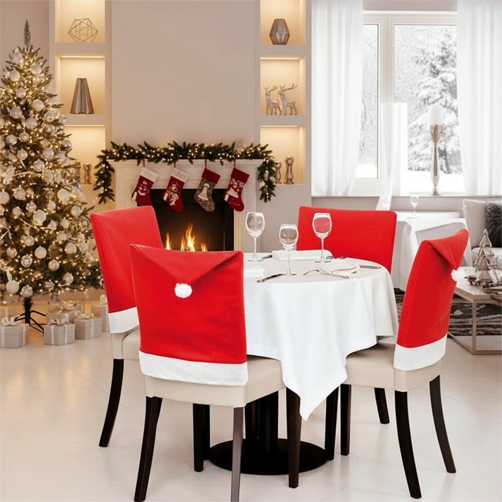Coprisedia Jolly Seat con Cappello di Babbo Natale 2 Pezzi per Pranzi Natalizi Festivi