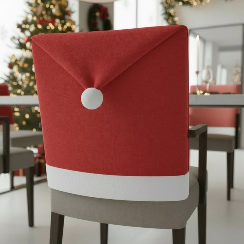 Coprisedia Jolly Seat con Cappello di Babbo Natale 2 Pezzi per Pranzi Natalizi Festivi