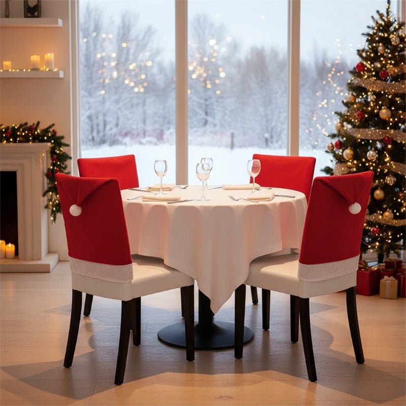 Coprisedia Jolly Seat con Cappello di Babbo Natale 2 Pezzi per Pranzi Natalizi Festivi
