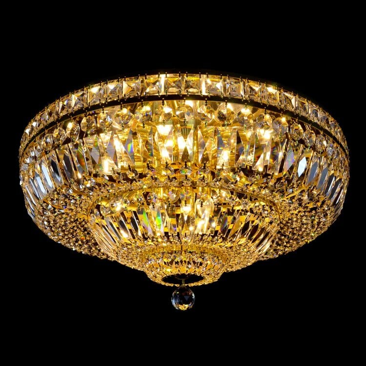 Lampadario Astra Lumen in Ottone e Cristallo per Illuminazione Elegante