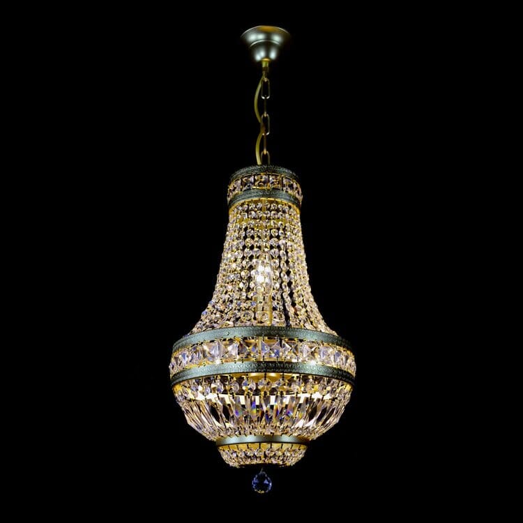 Lustre en cristal Orion avec finition laiton brossé