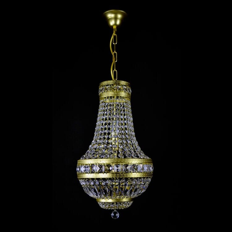 Lustre en cristal Orion avec finition laiton brossé