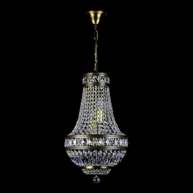 Lustre en cristal Orion avec finition laiton brossé