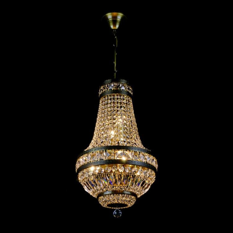 Lustre en cristal Orion avec finition laiton brossé