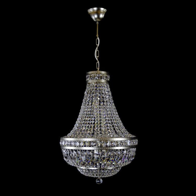 Lustre en cristal Orion avec finition laiton brossé