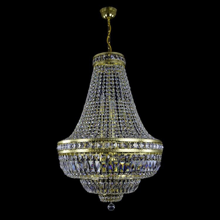 Lustre en cristal Orion avec finition laiton brossé
