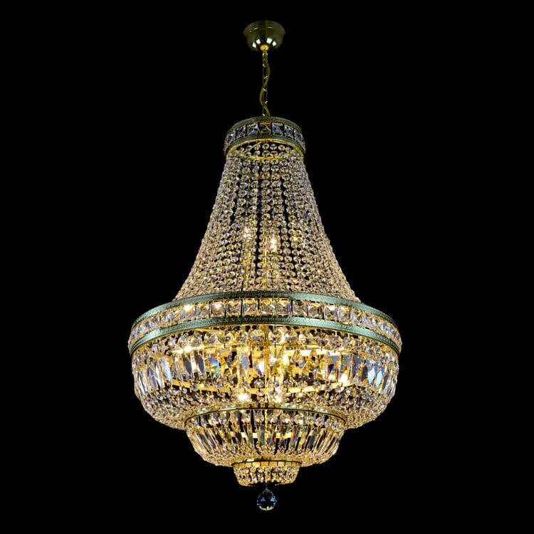 Lustre en cristal Orion avec finition laiton brossé