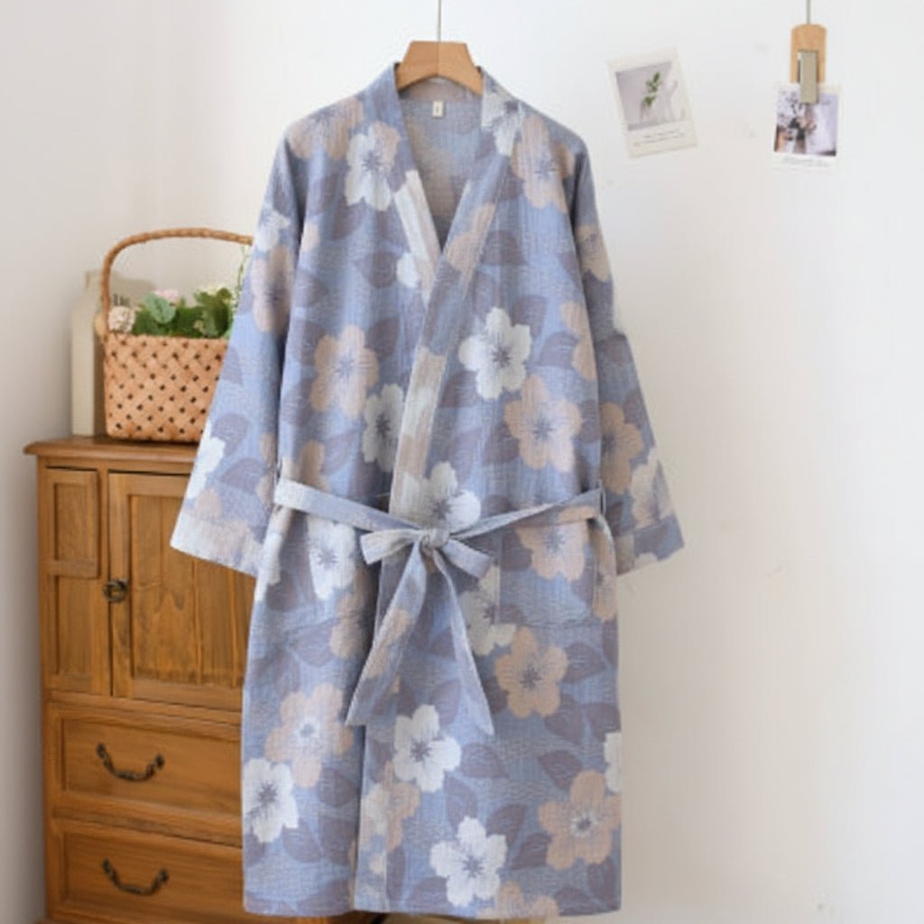 Naturerobe Organický bavlněný kimono župan s prodyšnou gázovou látkou oboustranný design