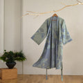 Naturerobe økologisk bomulds kimono badekåbe med åndbart gaze-stof og vendbart design