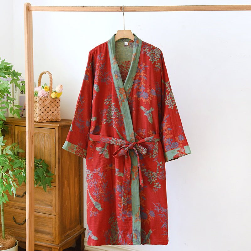 Naturerobe Organický bavlněný kimono župan s prodyšnou gázovou látkou oboustranný design