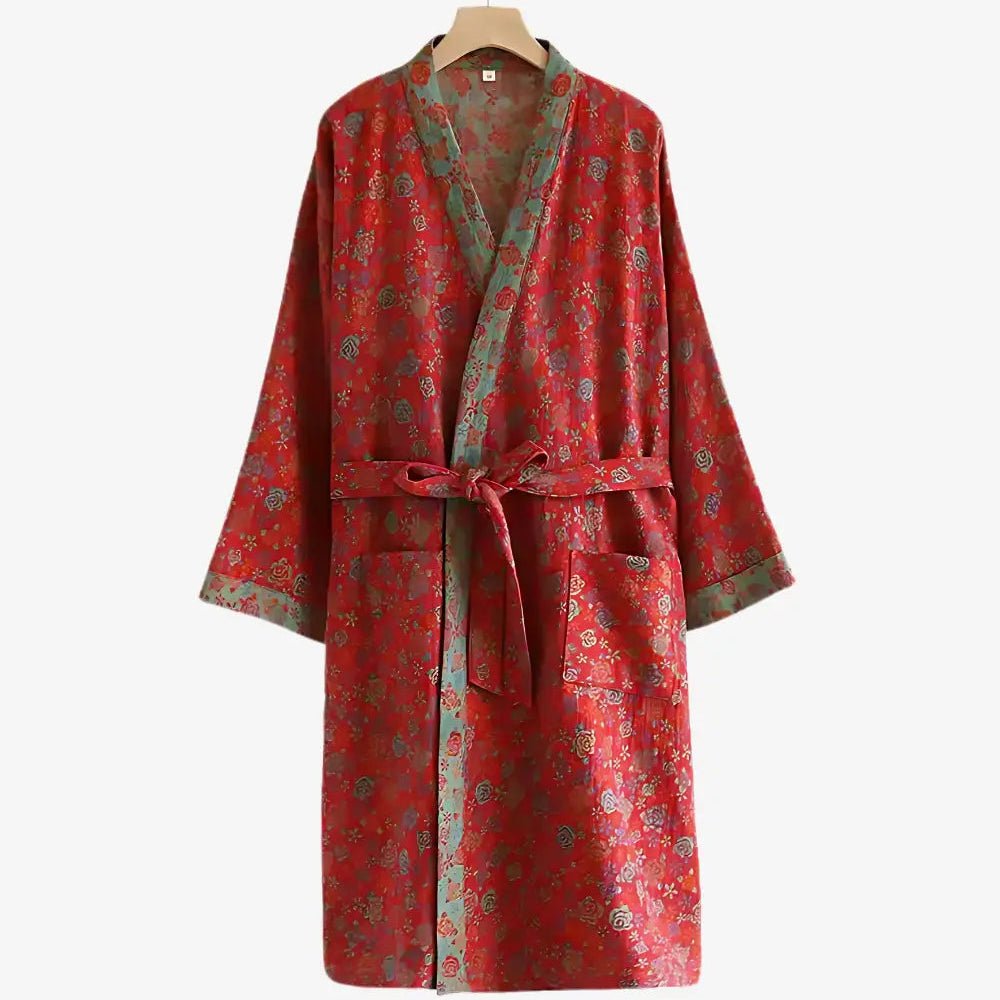 Naturerobe Organický bavlněný kimono župan s prodyšnou gázovou látkou oboustranný design