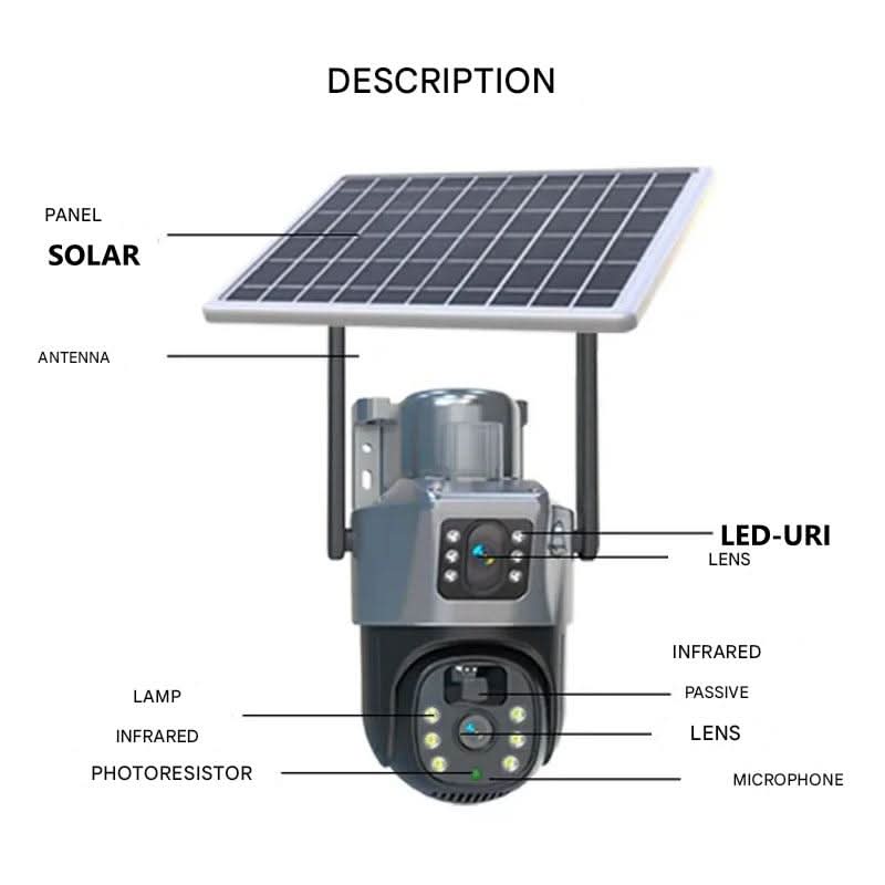 Cámara de Seguridad Inalámbrica Solar NovaGuard 4K con Panel y Vista de 360 Grados