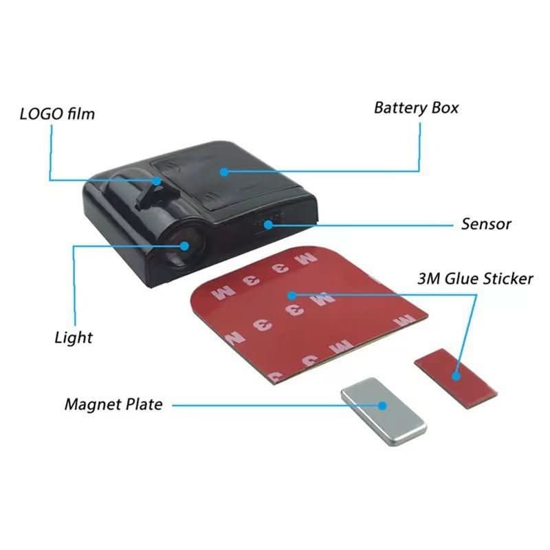 مصباح بروجكتور باب السيارة LED لاسلكي NovaBeam مع شعارات مخصصة لعشاق السيارات
