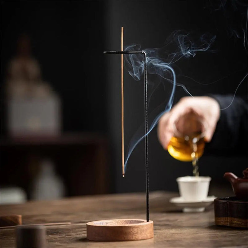 Zenscent håndlavet valnød røgelsesholder med elegant meditationsdekoration