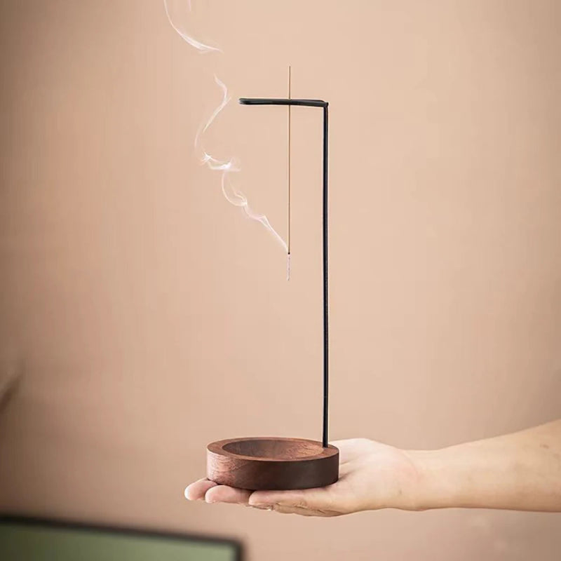 Zenscent håndlavet valnød røgelsesholder med elegant meditationsdekoration