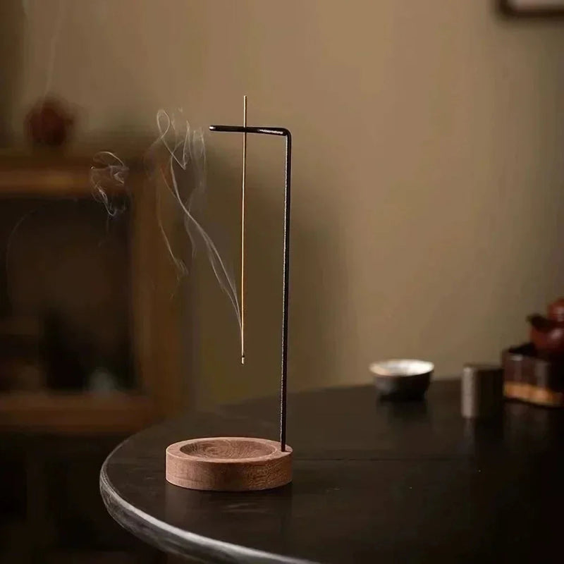 Zenscent håndlavet valnød røgelsesholder med elegant meditationsdekoration