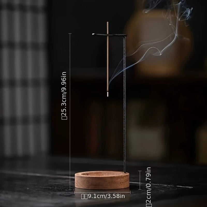 Zenscent håndlavet valnød røgelsesholder med elegant meditationsdekoration