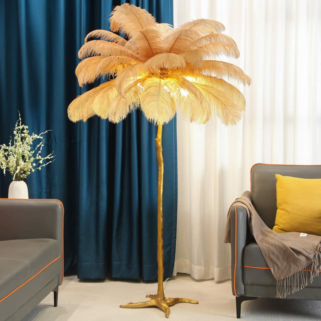Elegant Ostrich Feather Modern Floor Lamp For Living Room Decor