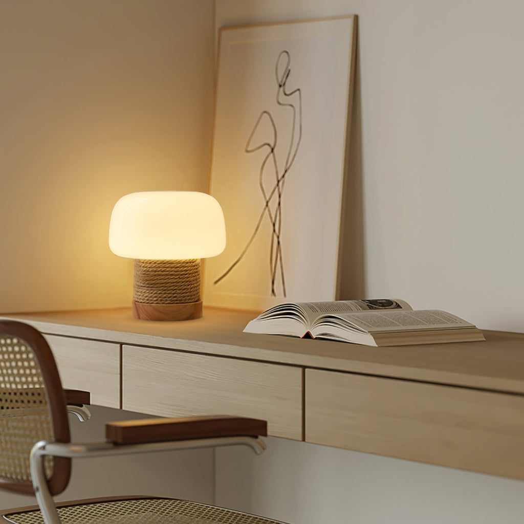 LumaNova Modern Minimalist LED Masa Lambası Ahşap Tabanlı