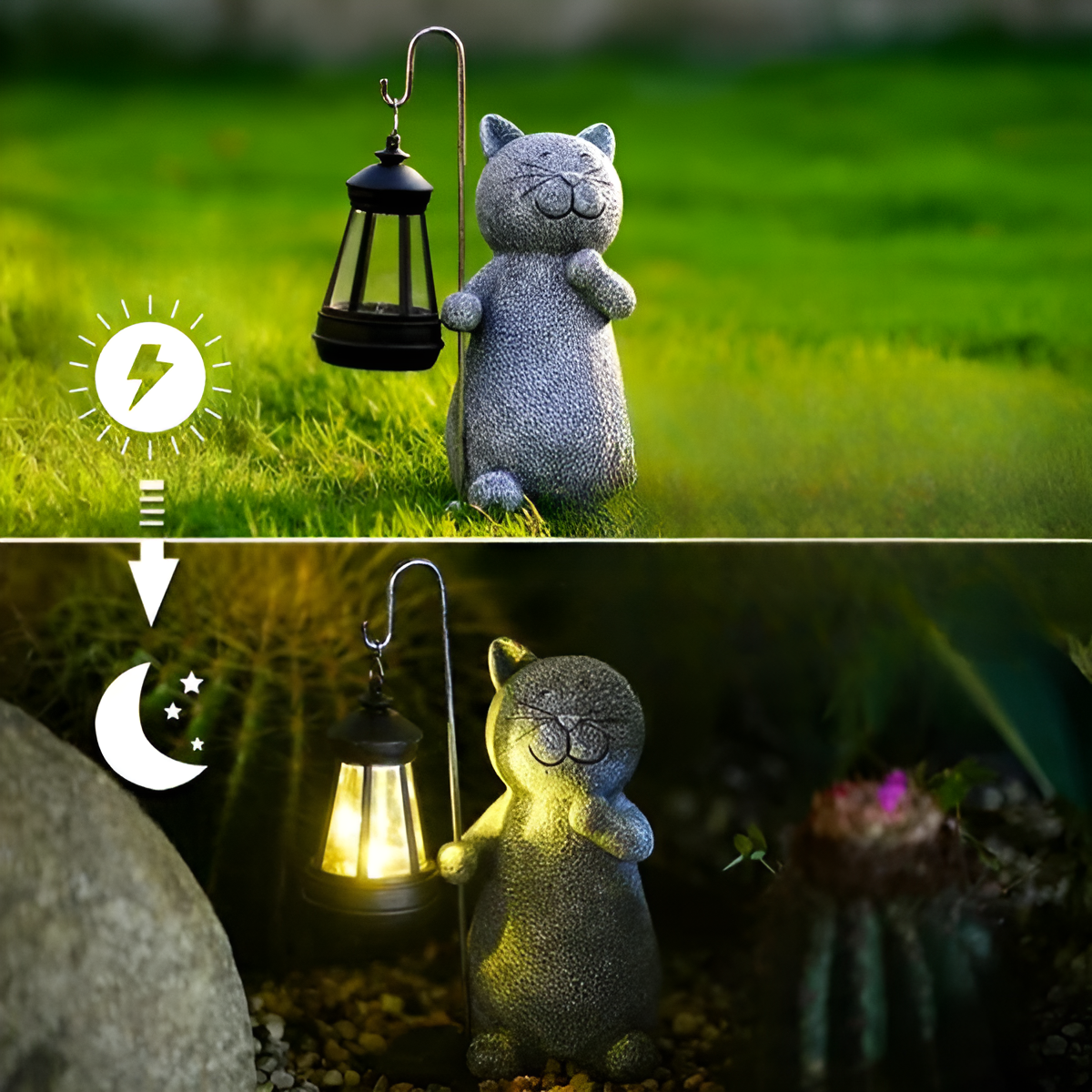 KittyBeam Büyülü Bahçe Aydınlatması için Kedi Heykeli