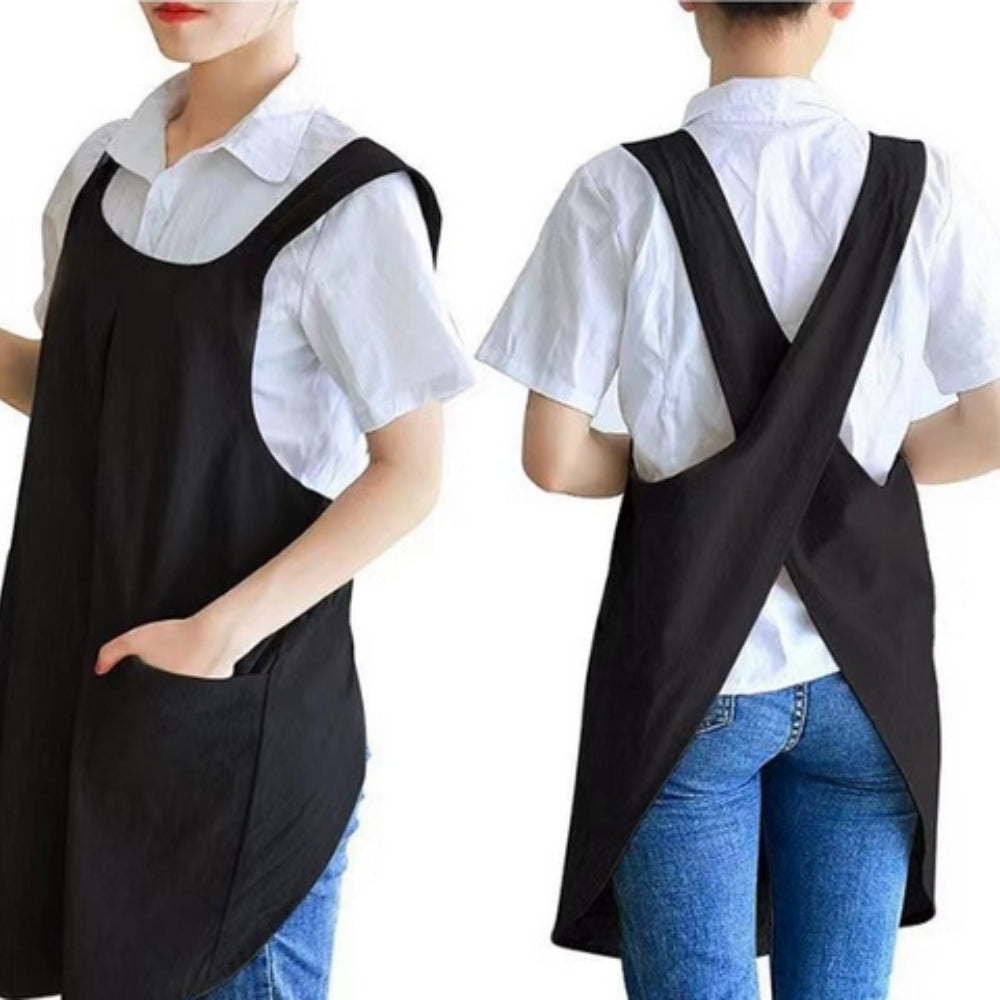 Rochie cu șorț cu bretele încrucișate Modernhan, amestec de bumbac, pentru uz zilnic