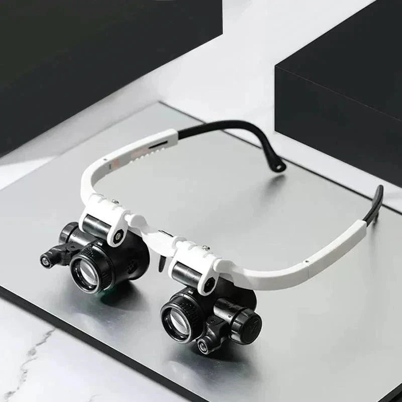 LED Magnification Eyewear With Eight, Fifteen, And Twenty-Three Times Magnification