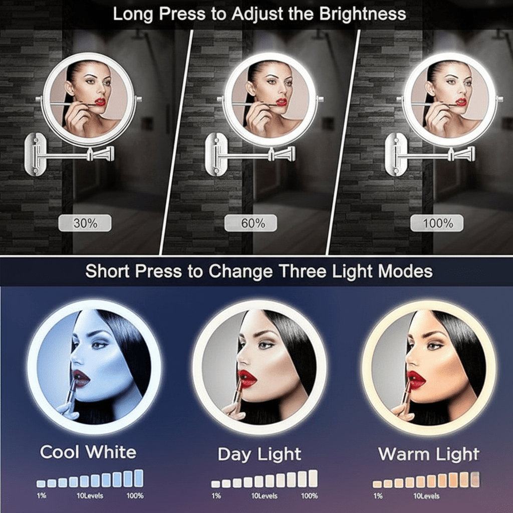 Luxmirror Adjustable Magnifying Mirror With Arm For Precise Makeup