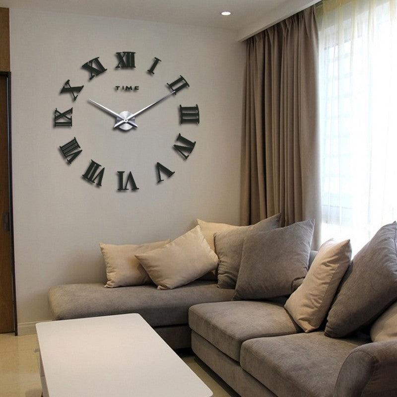 Modern Wall Clock Featuring Roman Numerals In Silver Mirror Finish For Modern Interiors