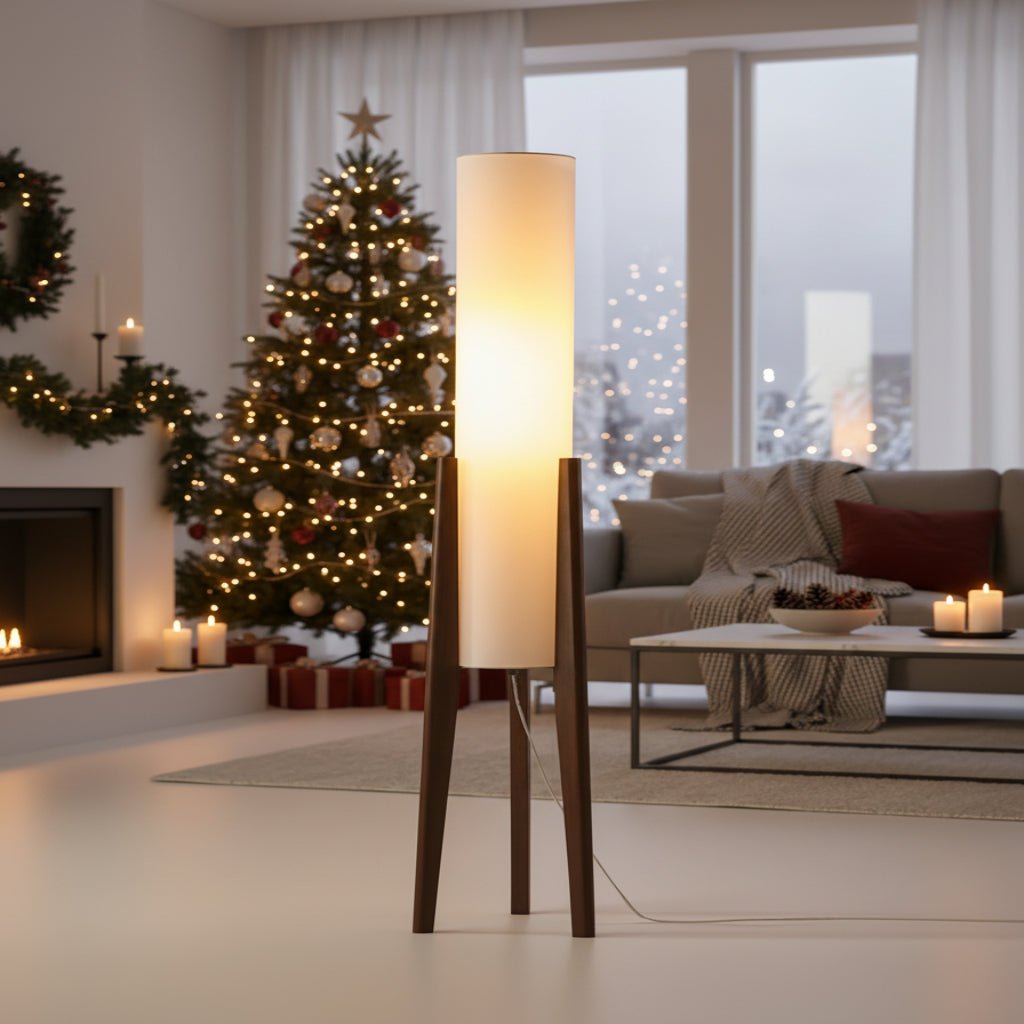 Lignelight Nordic pähkinäpuu lattiavalaisin himmennettävällä LEDillä